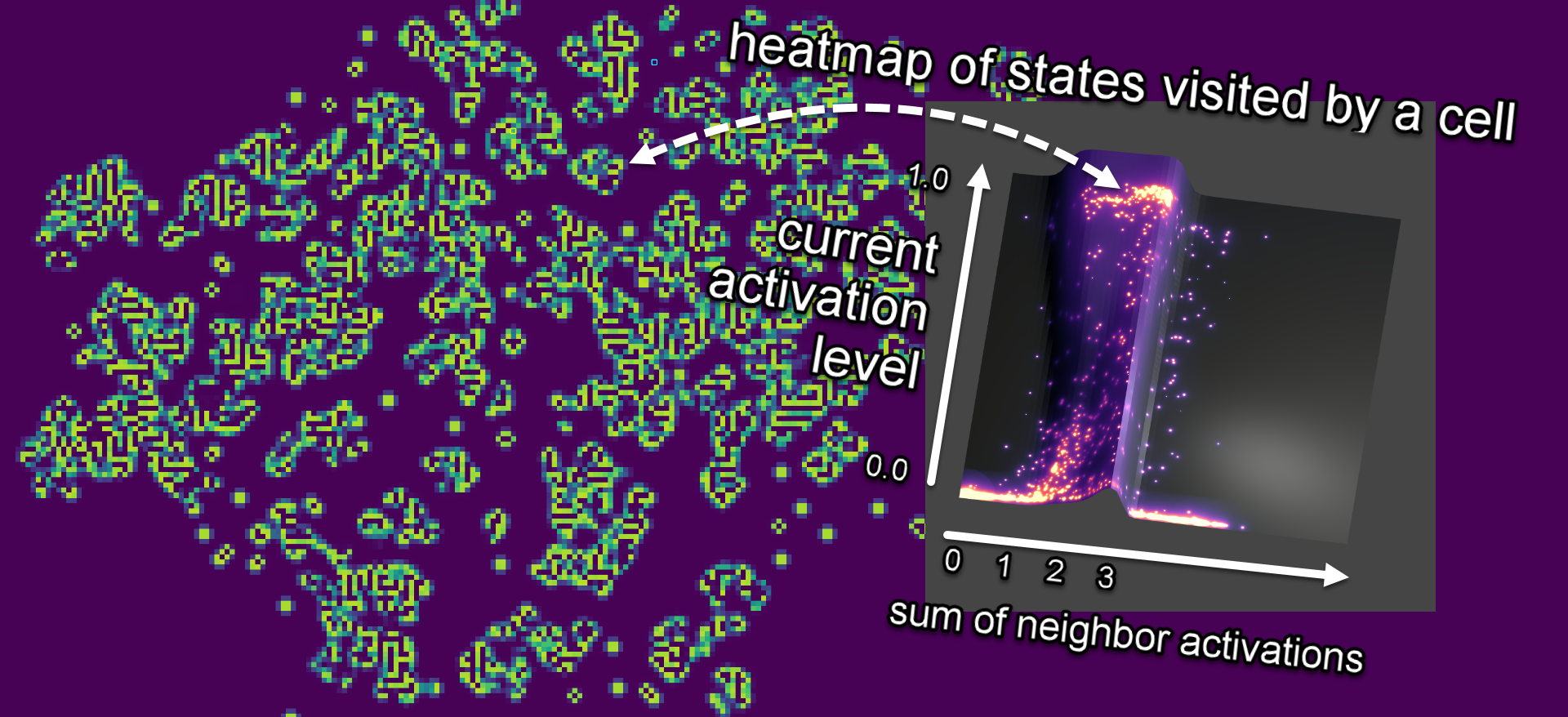 heatmap of cell states visited by neural network